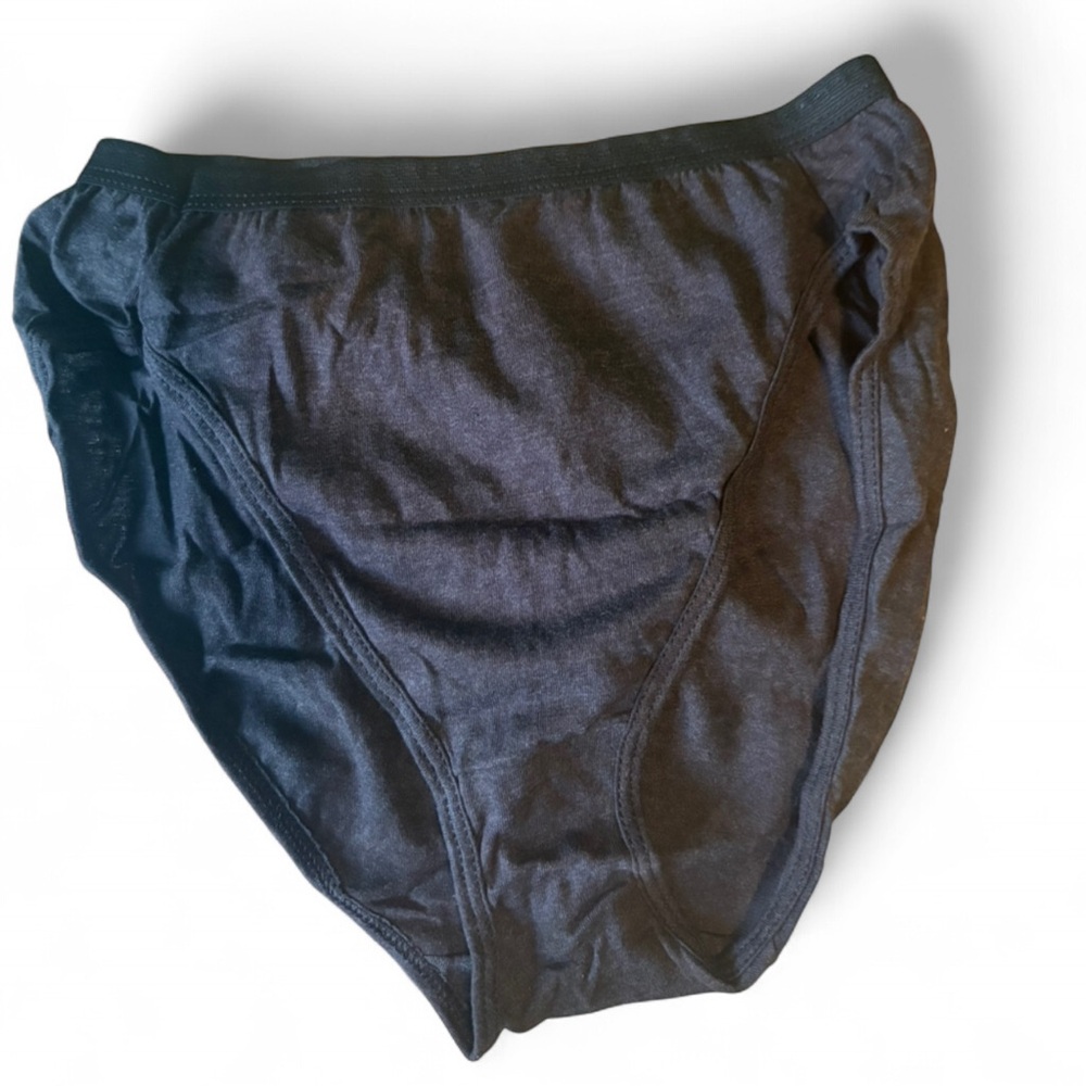 High waisted granny panties womans ultra soft cotton briefs dark charcoal grey M